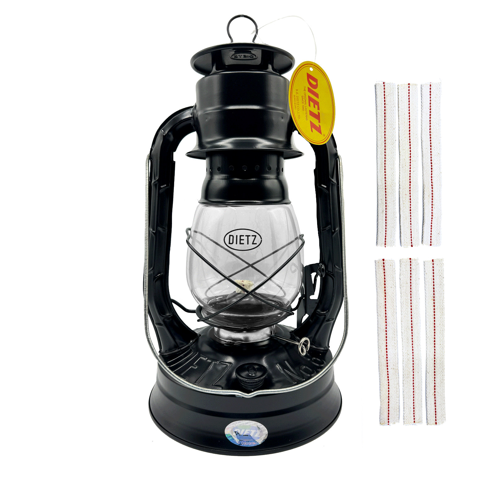 LOM - Dietz #08 Air Pilot Plain Black Trim Oil Lantern with 7/8" Wick Strips