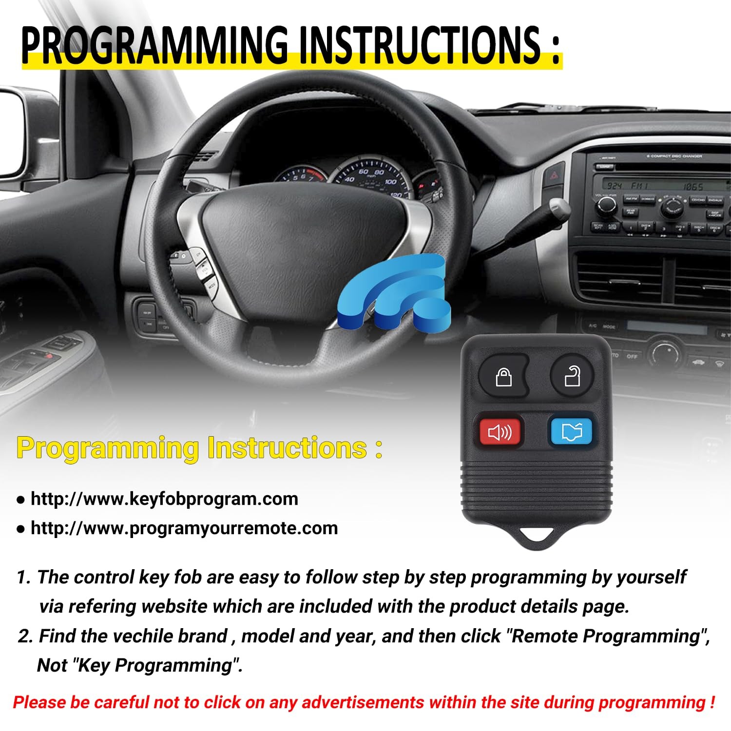 Keyless Entry Remote Key Fob Compatible with Ford Escape Explorer Expedition ...