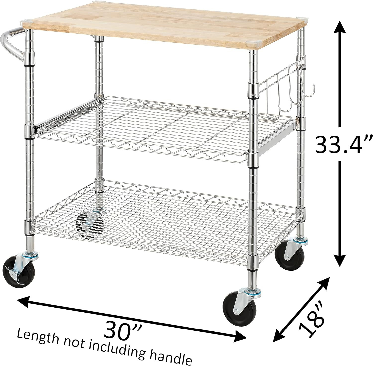 Rolling Kitchen Utility Cart with Storage Shelves, Mobile Microwave Stand on Whe