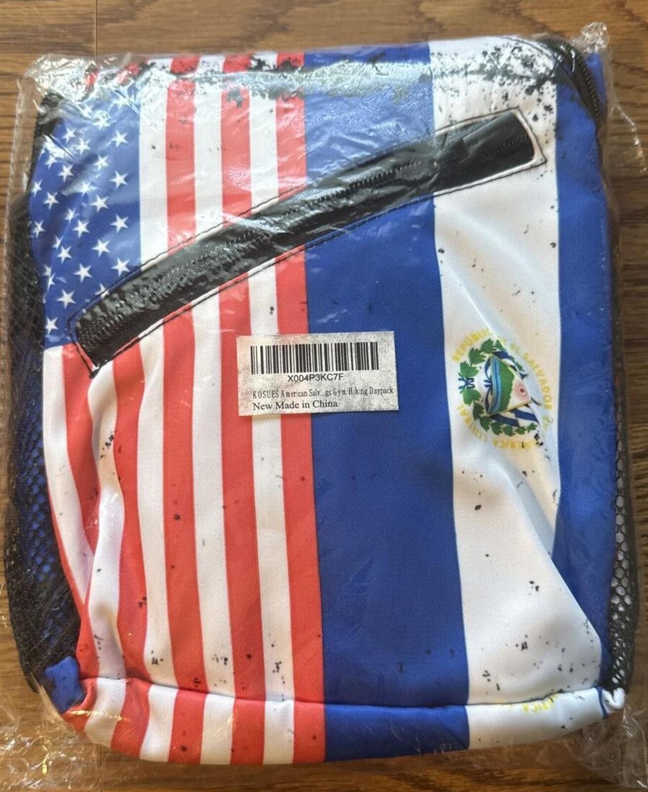Compact Crossbody Bag with USA and El Salvador Flags Design - New in package