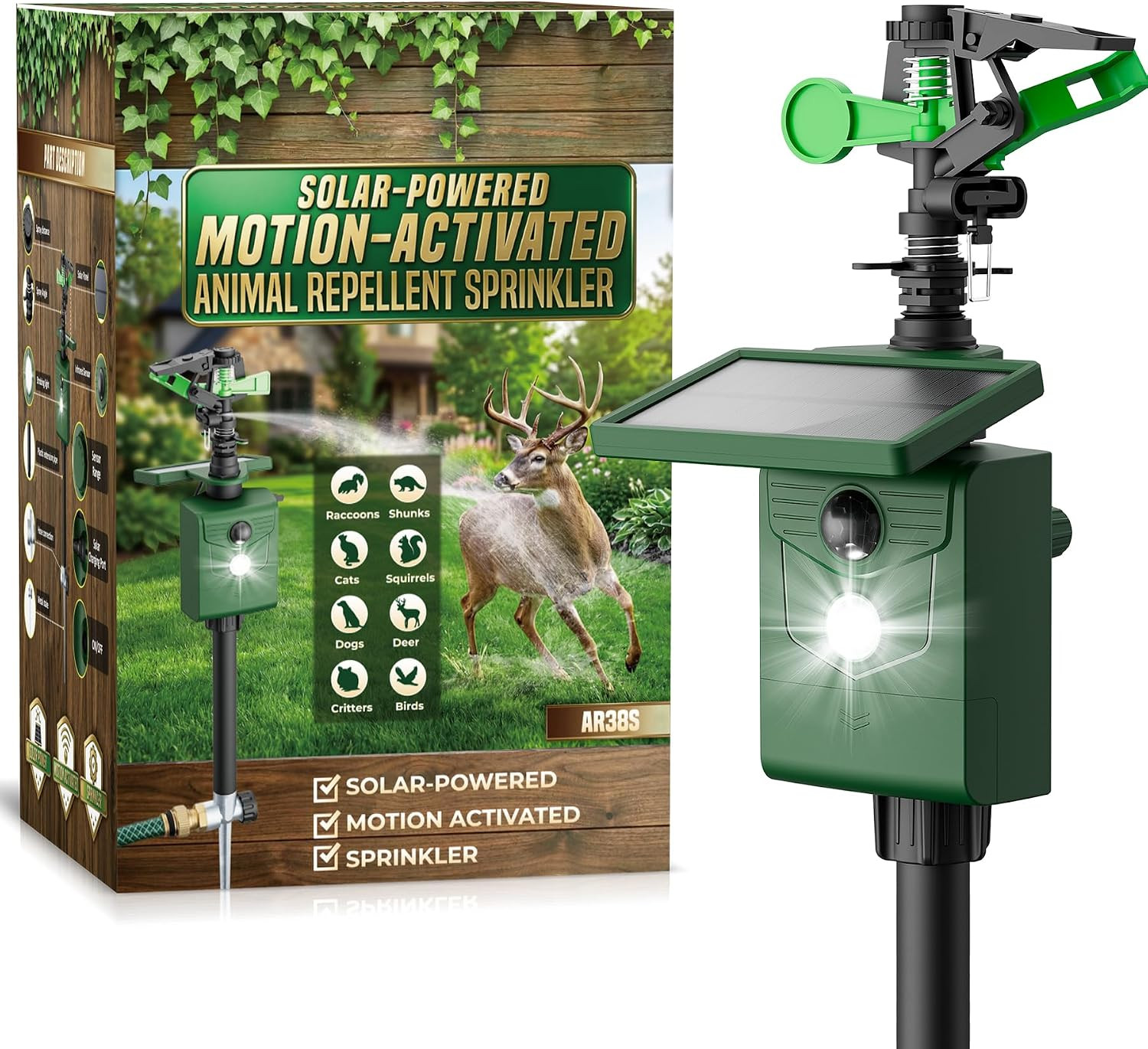 Motion Activated Animal Repeller with Water Sprinkler, Deer Repellent Devices So