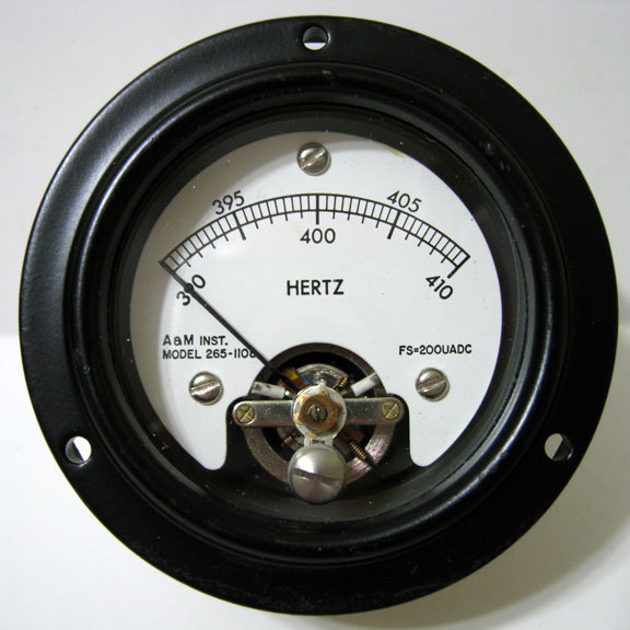 A & M Instruments 390 - 410 Hertz Panel Meter Cat# 265-1108 200 uADC - New NOS