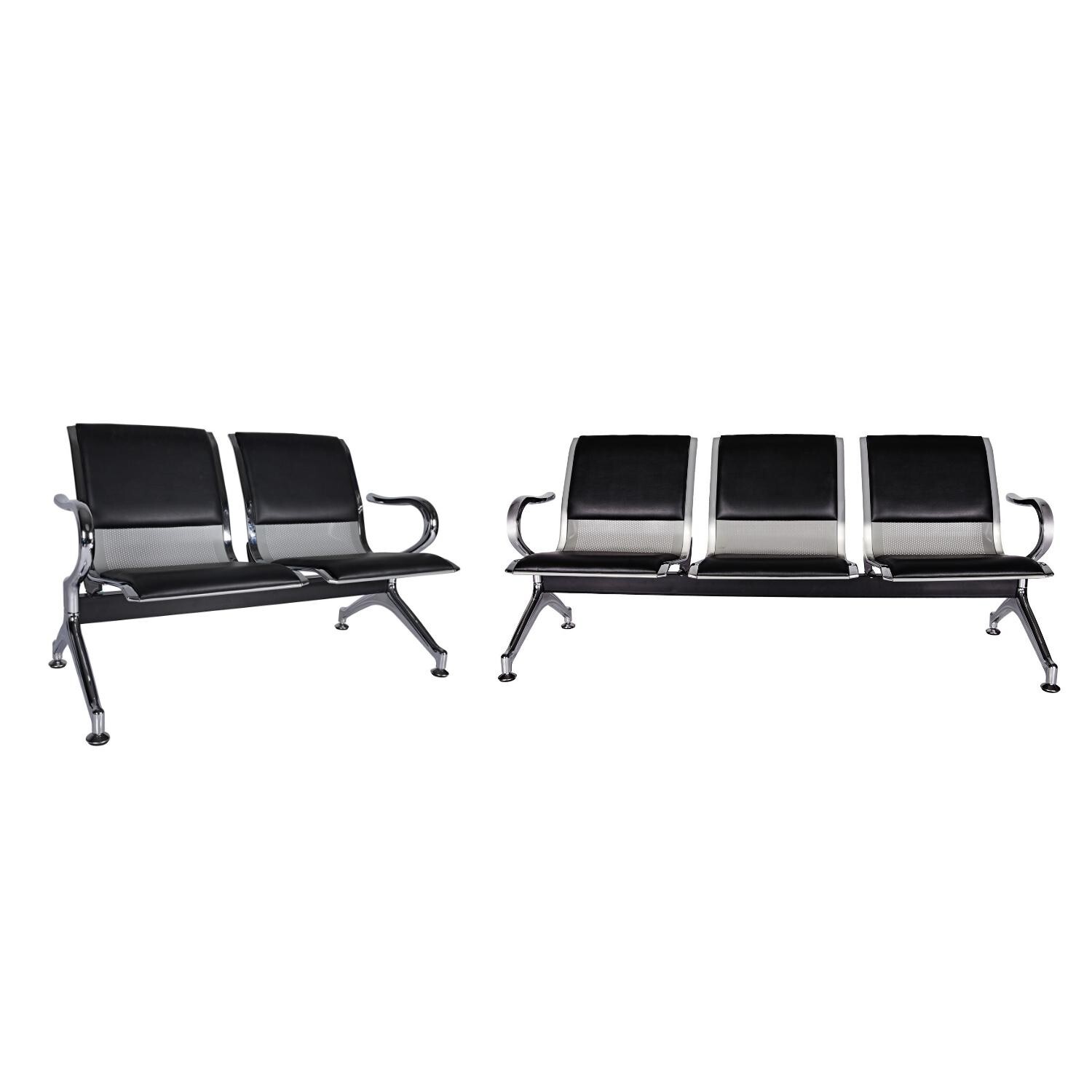 5- Seat Waiting Room Bench PU Leather Airport Chair Office Salon Reception Chair