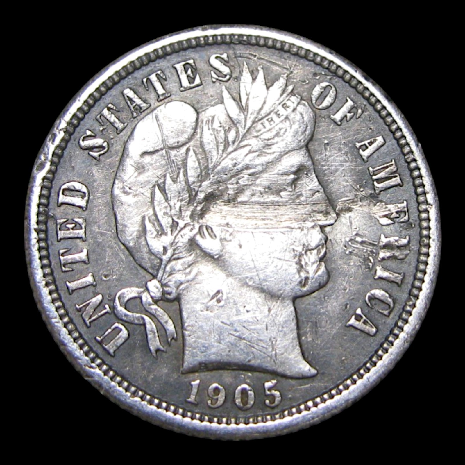 1905-S Barber Dime Silver  ---- Nice Details RARE Damages Coin  ---- #KK360