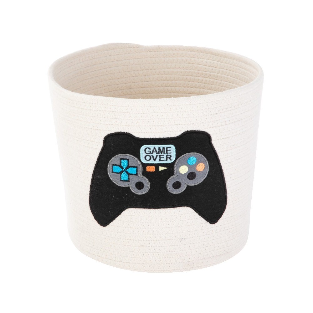 Kids Gaming Storage Basket Organizer Cotton Rope Bin 12x12x10 Inches for Toys
