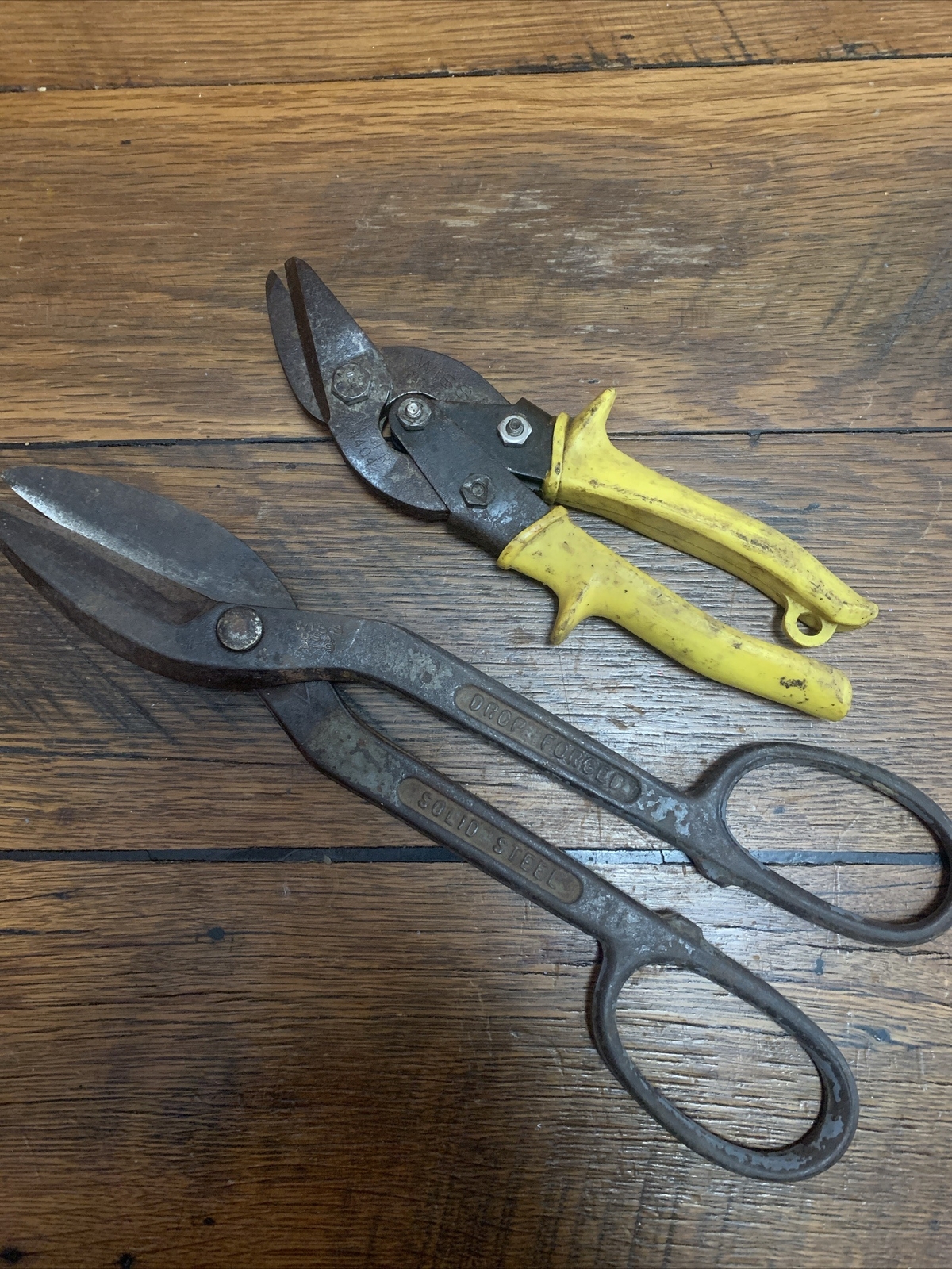 2 - Used Vintage Wiss A-9 Tin Snips 12” Steel Sheet Metal Shears USA & M-41-R