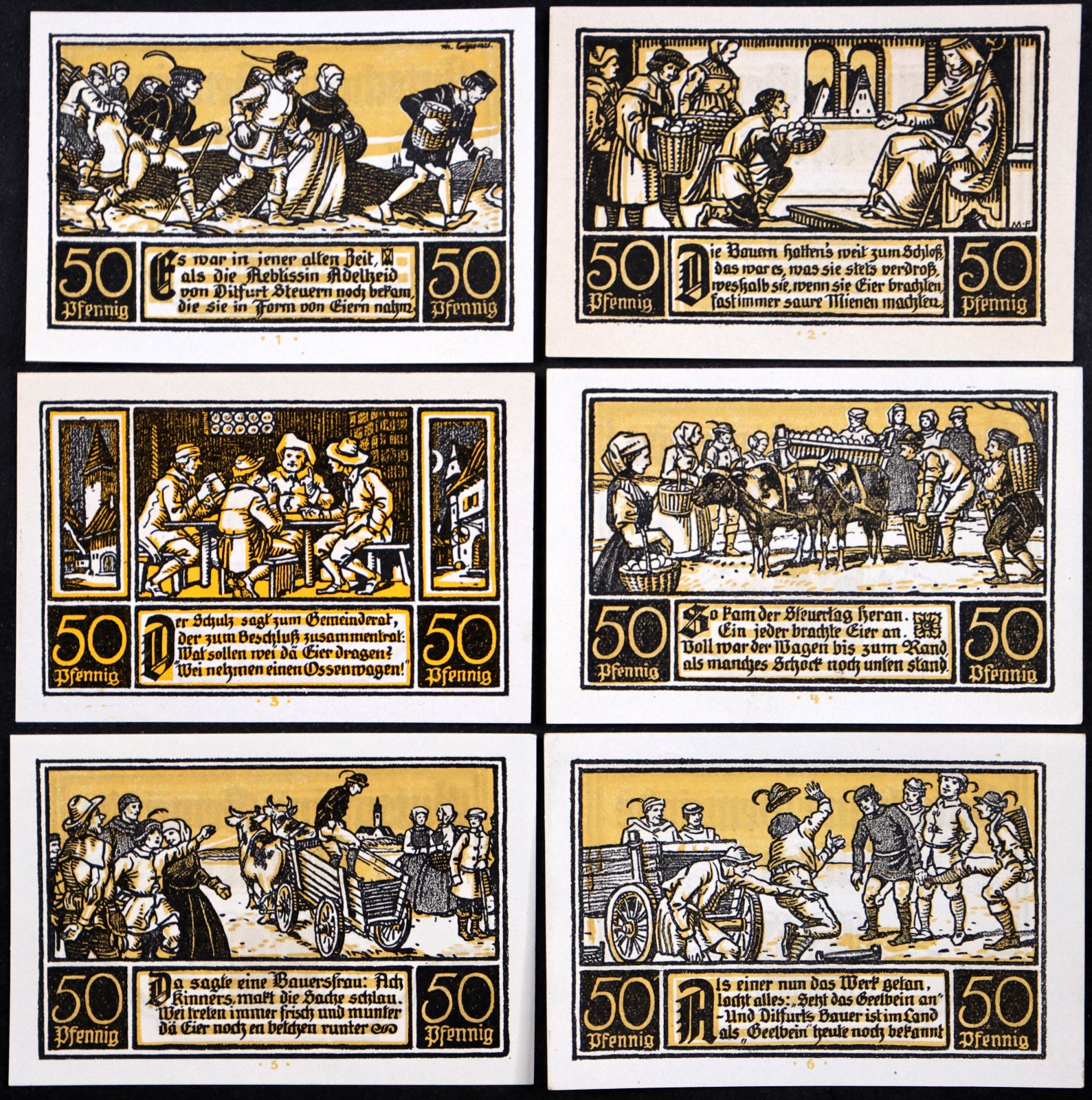 DITFURT 1921 "Geelbein (Yellow Leg)" Complete Series German Notgeld
