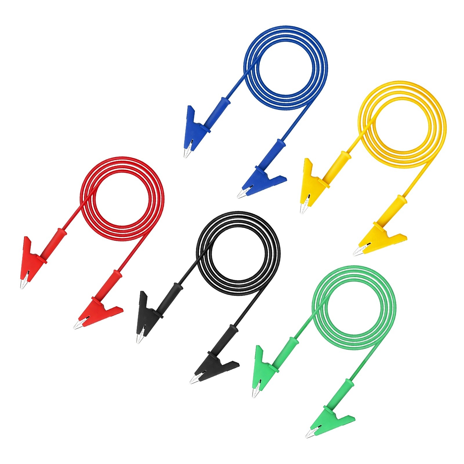 5 Pcs Dual-ended Alligator Clips Test Leads, 15A, 2.99m/9.81ft, Multicolor