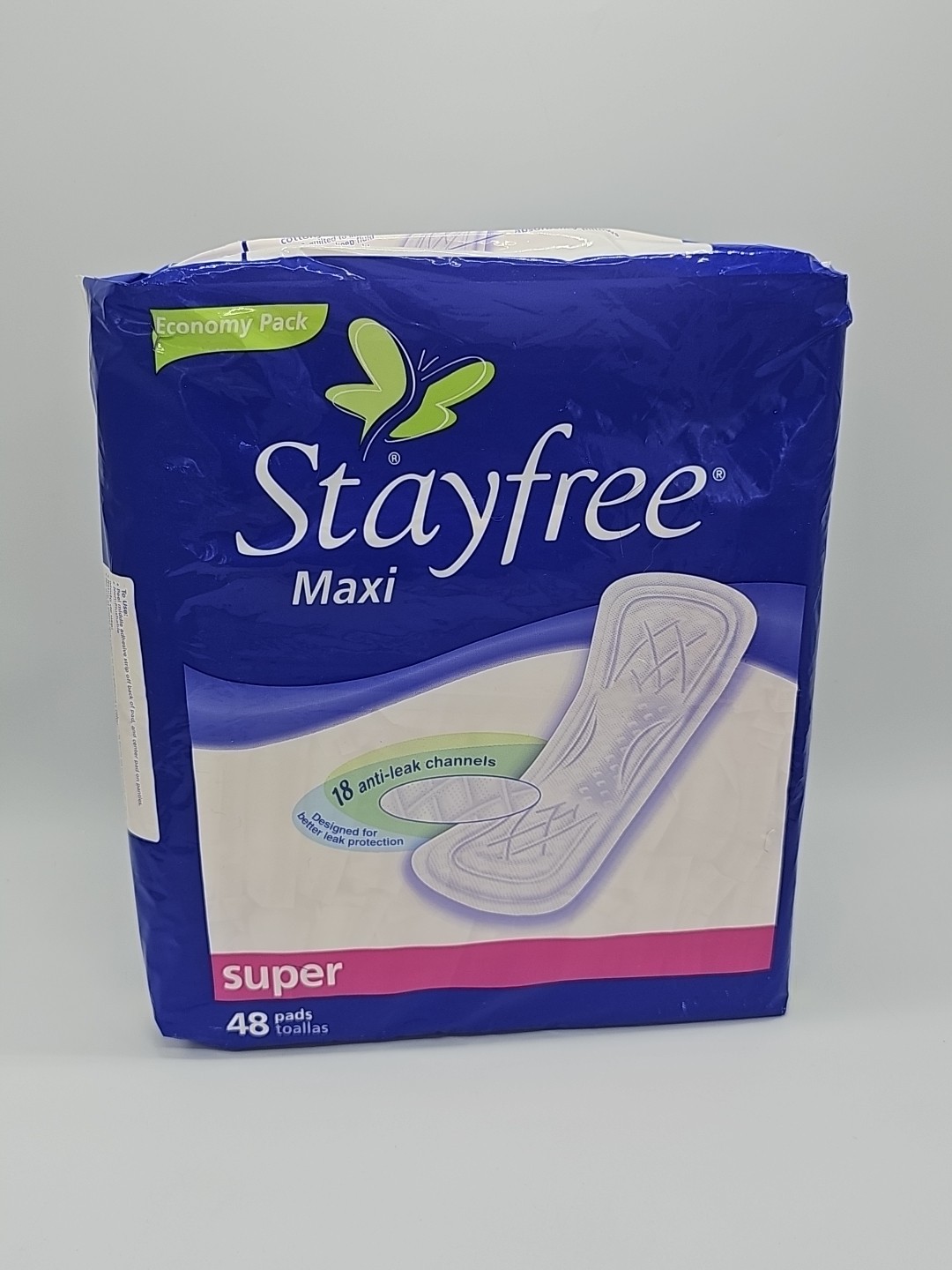 Stayfree Maxi Pad Super 48 Count Discontinued 18 Anti Leak Channels  HTF 2006