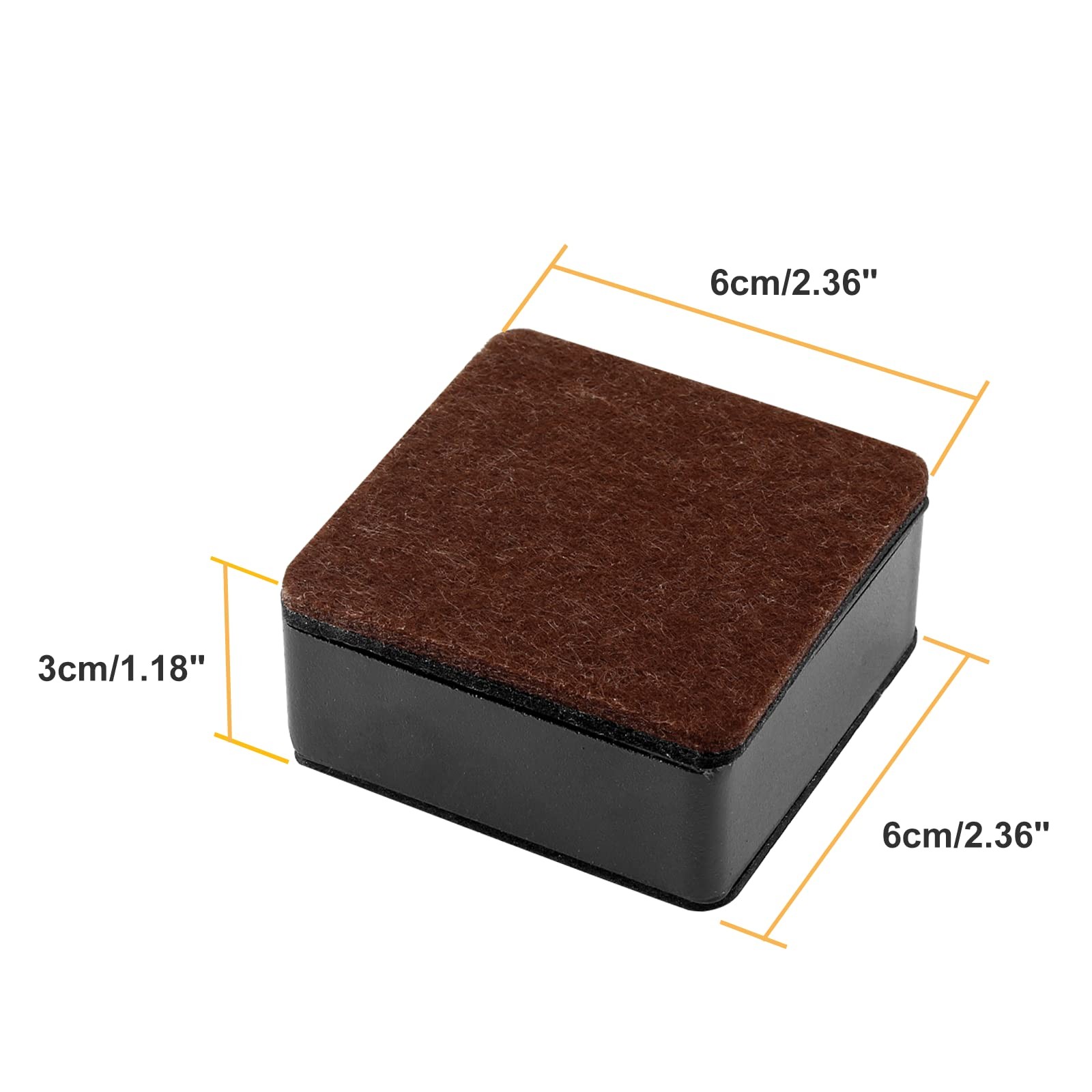 4 PCS 1.2 Inch Height Self-Adhesive Square Bed Risers Carbon Steel Solid Black