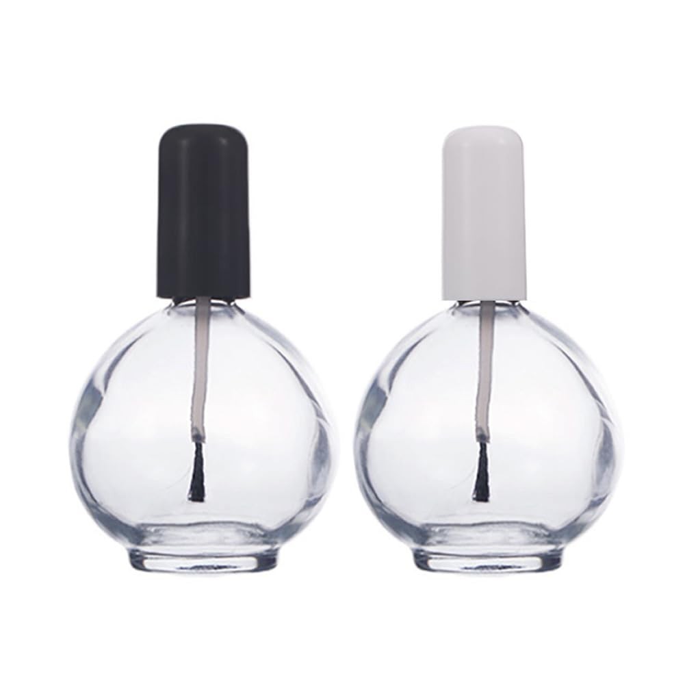 2Pcs 75ML/2.5oz Empty Spherical Clear Glass Nail Polish Bottles with Brush Re...