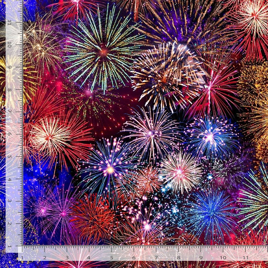 Patriotic Fabric | Lady Liberty Allover Fireworks | Timeless Treasures YARD