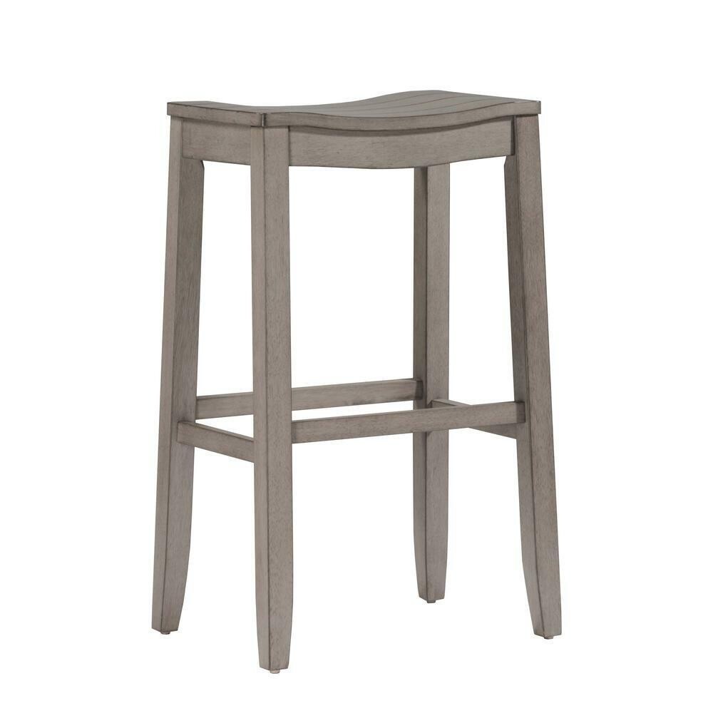 Fiddler Non-Swivel Backless Bar Height Stool - Aged Gray Wood Finish