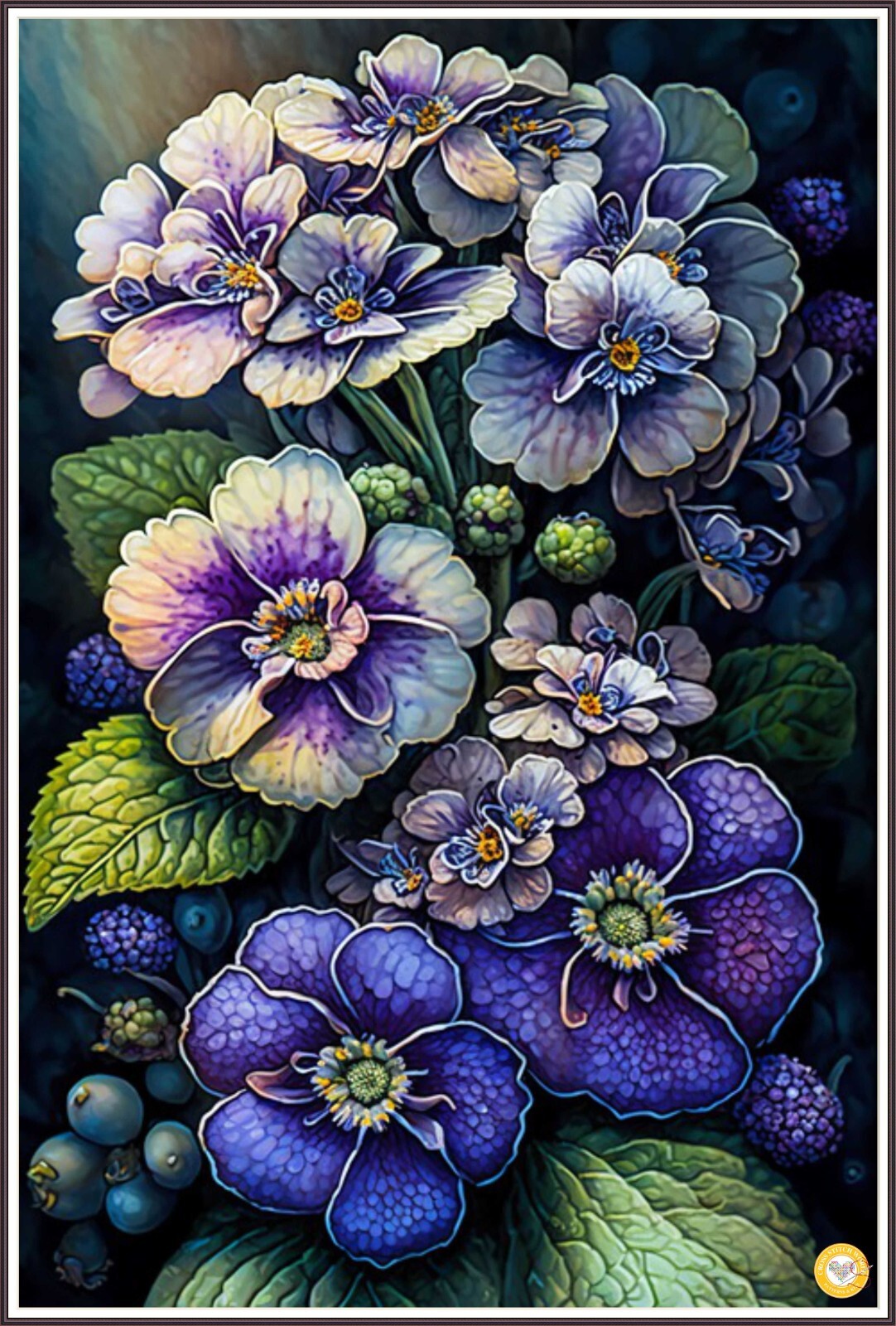 Violets flowers   262 - Chart Counted Cross Stitch Pattern Xstitch