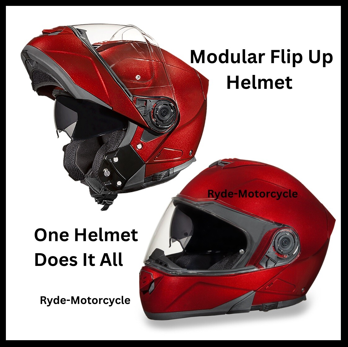 Daytona Glide Blk Cherry Modular Flip Up Full Face DOT Motorcycle Helmet MG1-BC