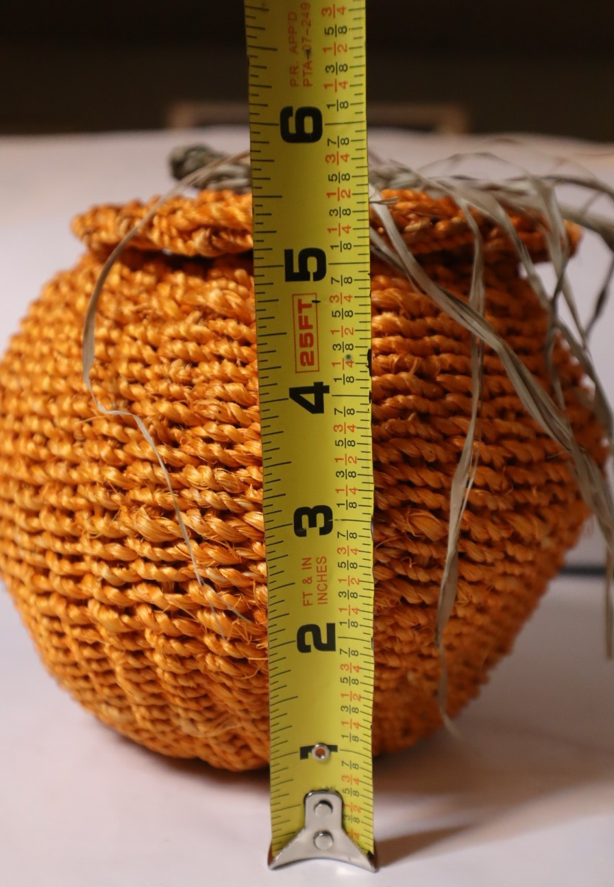Woven Pumpkin Basket with Lid Fall Thanksgiving Decor Orange