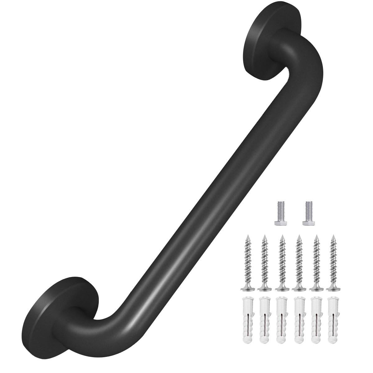 Metal Industrial Wall Handrail, 12� Matte Black, Safety Grab Bar, Indoor/Outdoor
