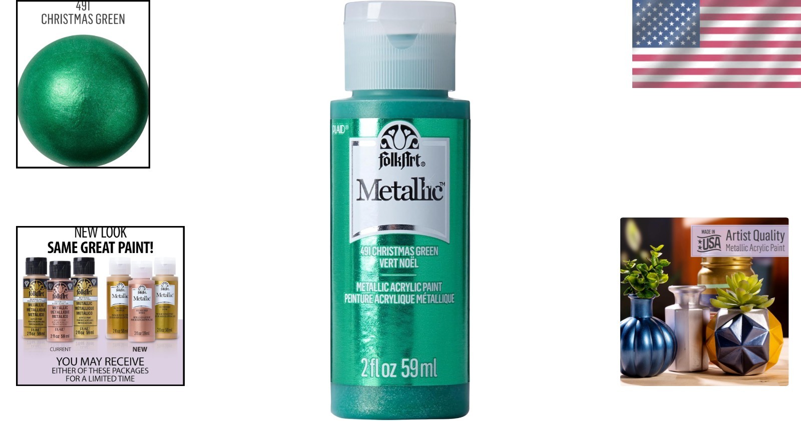 Vibrant 2 Oz Metallic Acrylic Paint in Rich Green - Perfect for DIY Creations