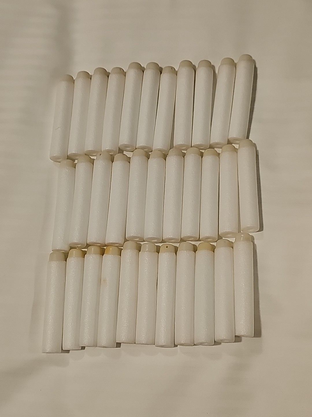White Foam Darts / Lot Of 33 Darts / Rubber Tips