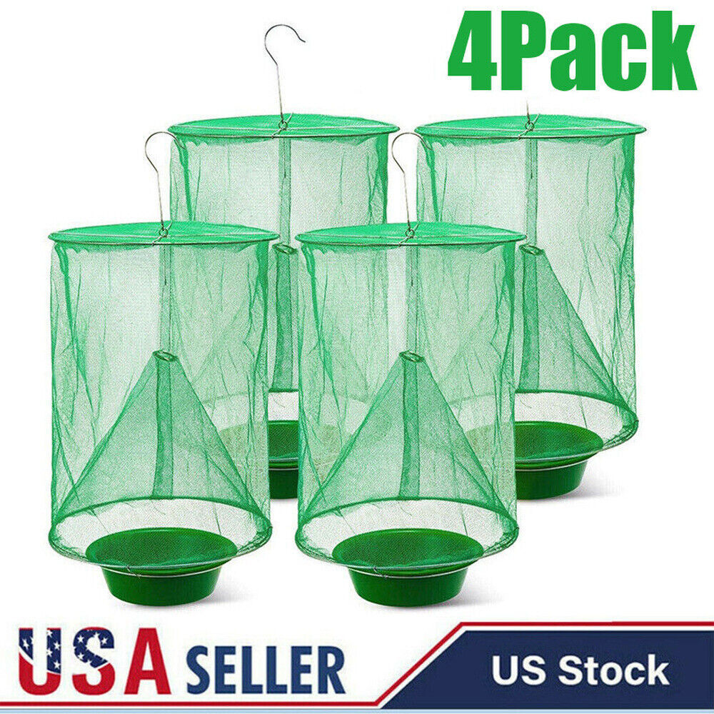 4PACK Reusable Ranch Fly Trap Killer Bug Cage Net Catcher Hanging Outdoor Horses