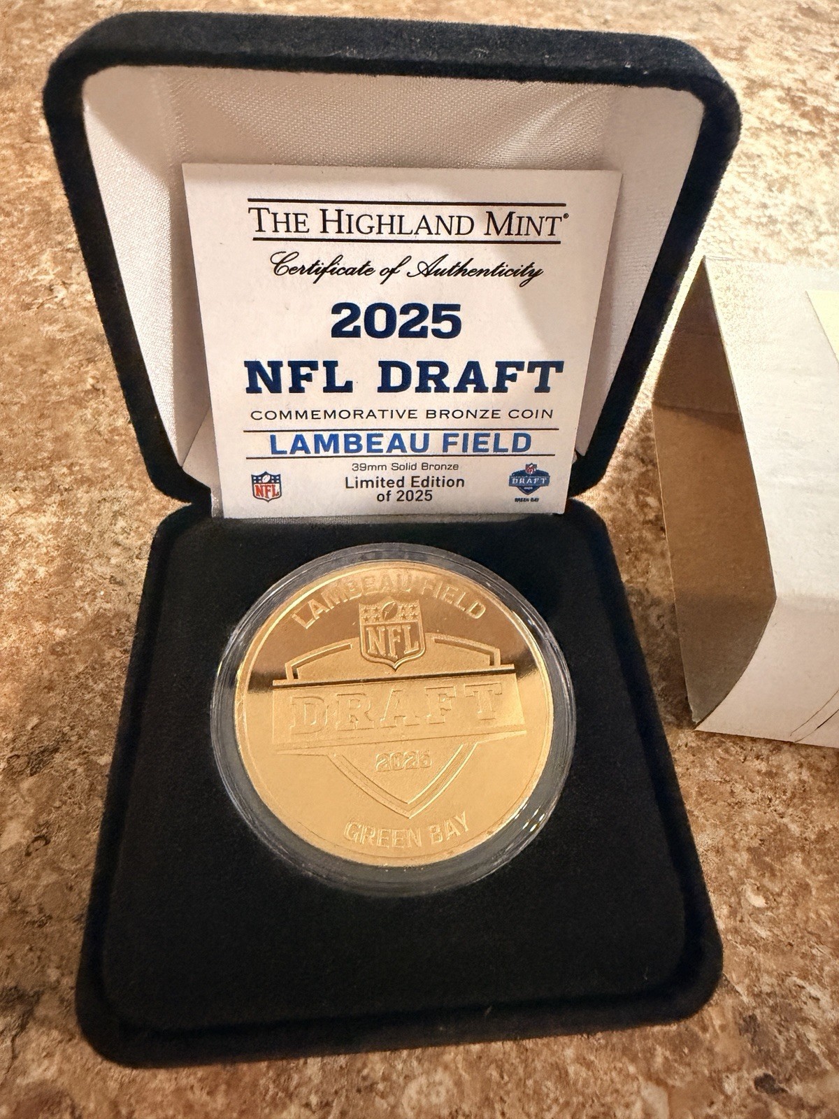 RARE!! Highland Mint 2025  Lambeau NFL Draft Coin 1 Of 2500 Pro Shop Exclusive