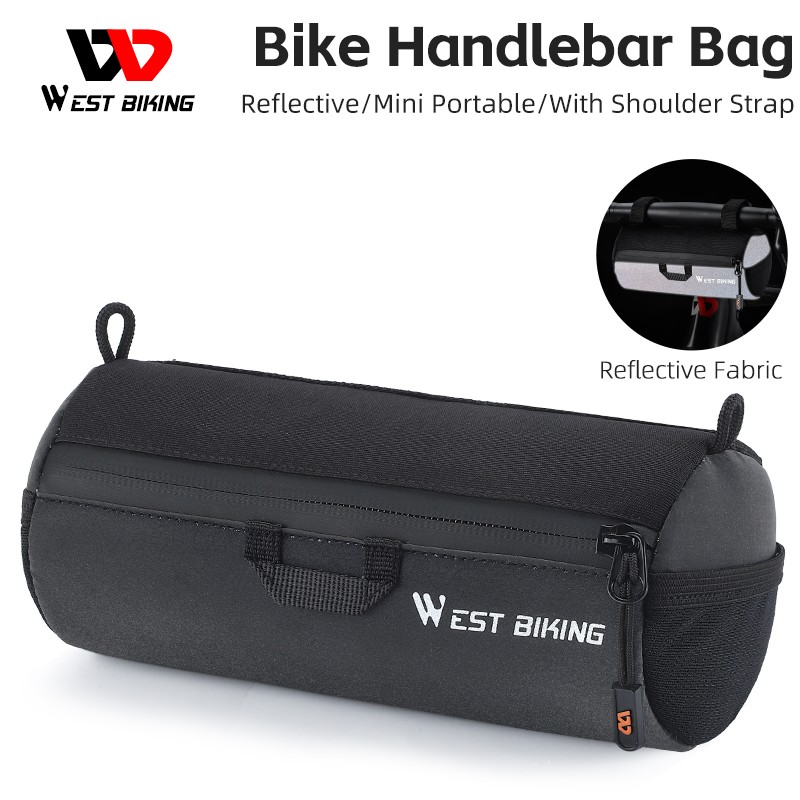 Bicycle Handlebar Mountain Road Bike Storage Bag Reflective with Shoulder Strap