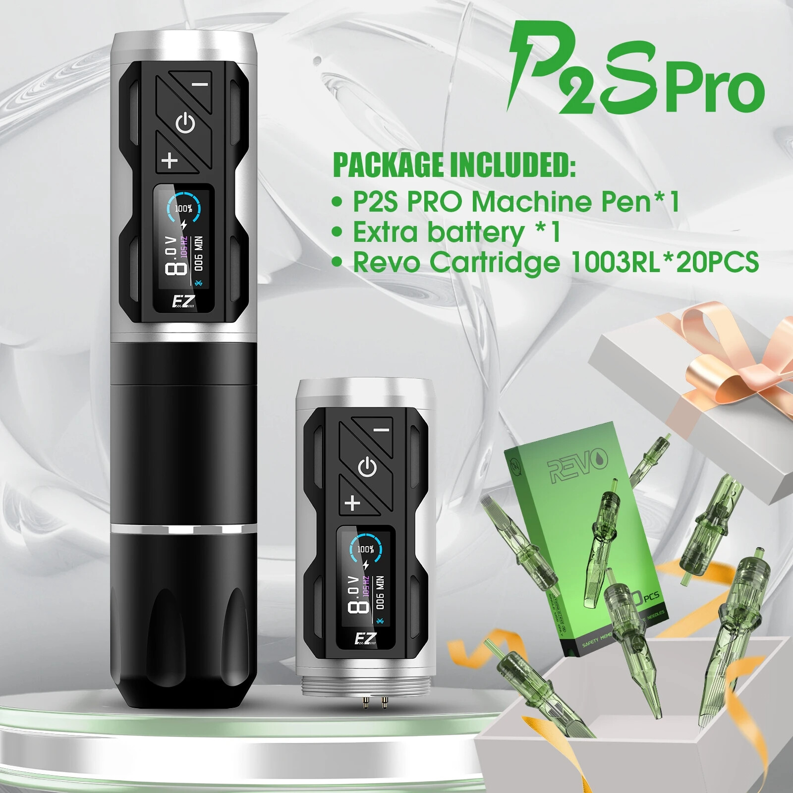 EZ P2S Pro Wireless Battery Tattoo Machine Pen with Portable Power Pack 1800mAh