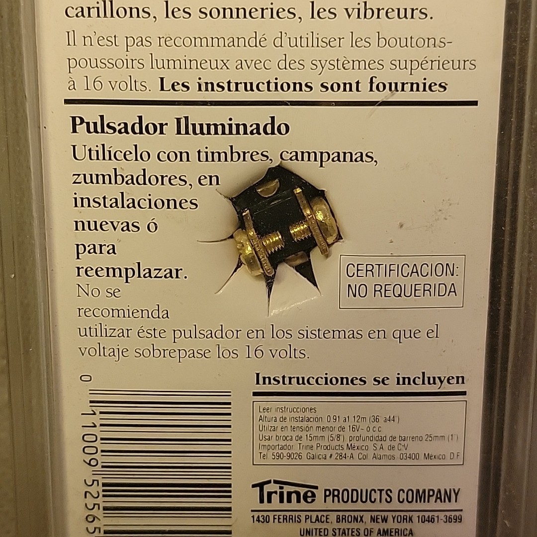 Trine Push Button 455G White Wired From 1994