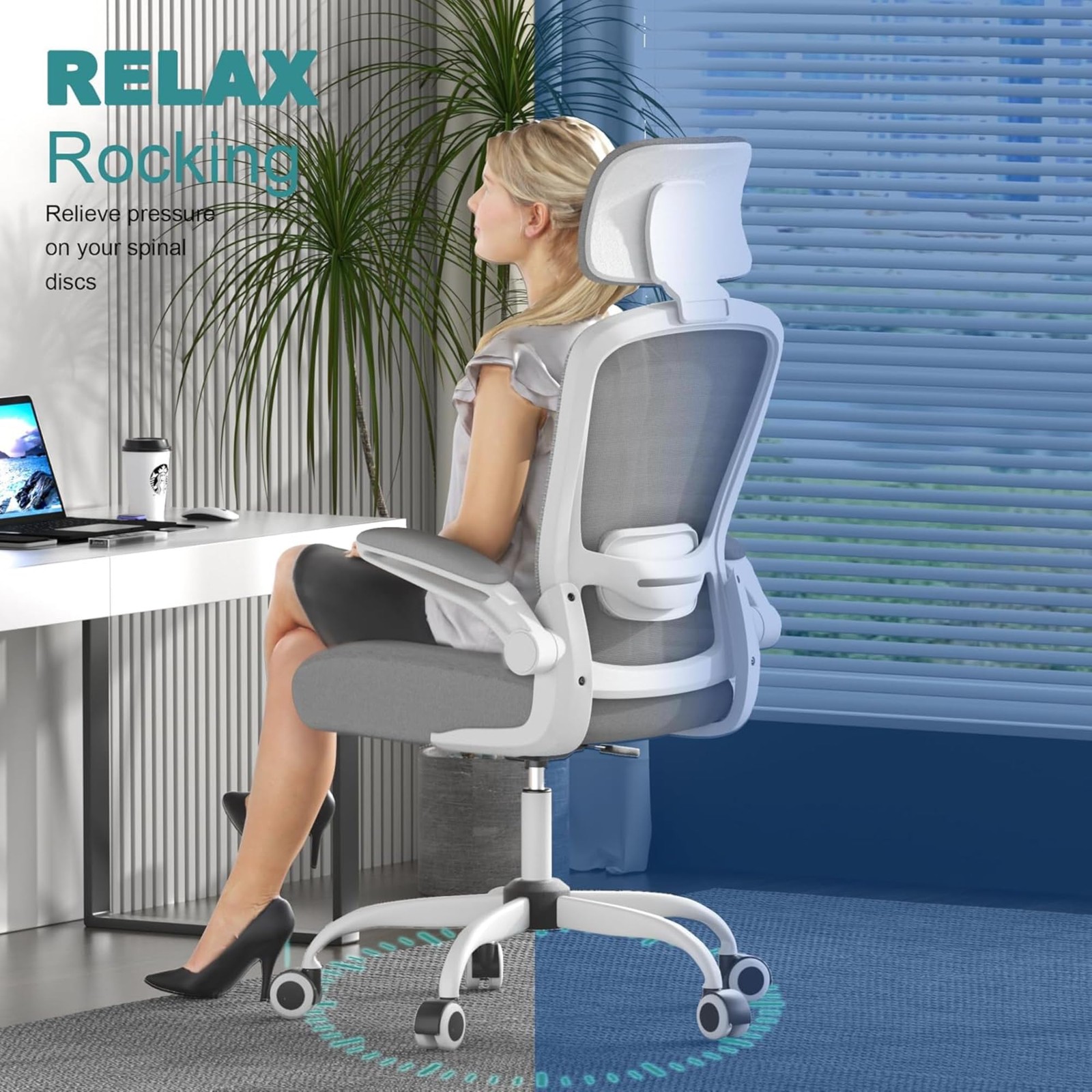 Office Chair, High Back Ergonomic Desk Chair with Adjustable Lumbar Support a...