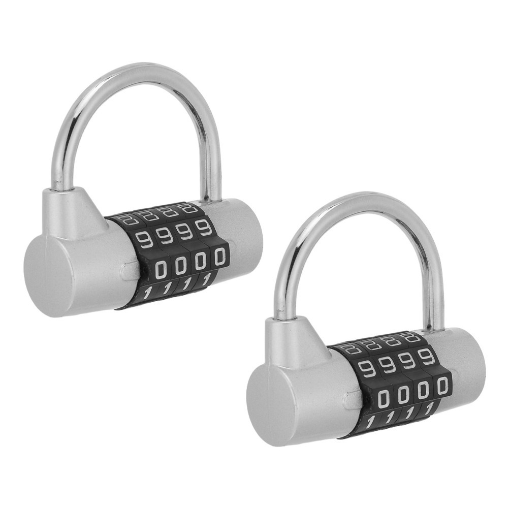 2Pcs Lightweight Keyless 4 Digit Locker Lock with Durable Metal Case Silver