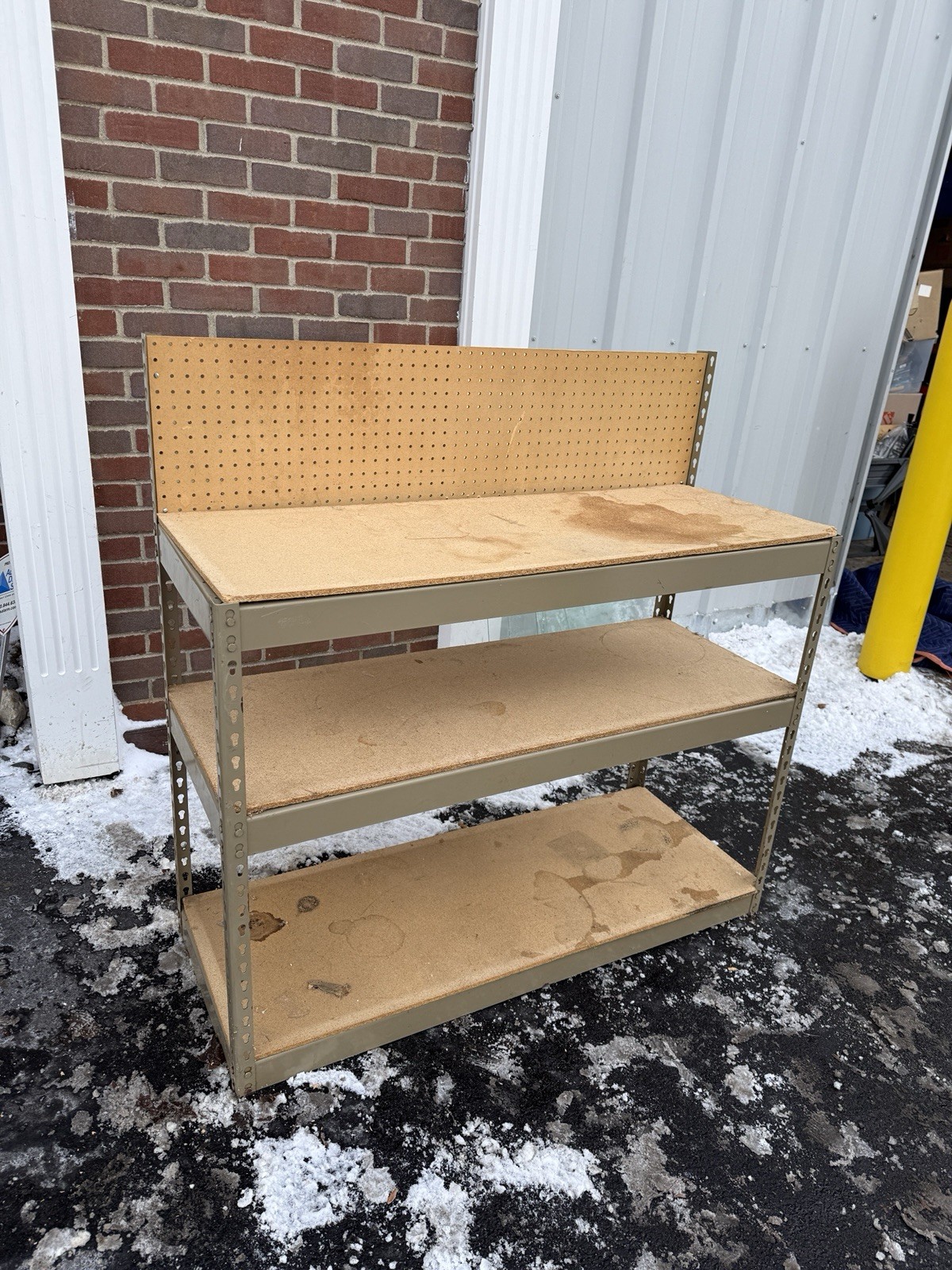 Metal Workbench with Pegboard - 3-Tier Heavy Duty Garage Storage Bench