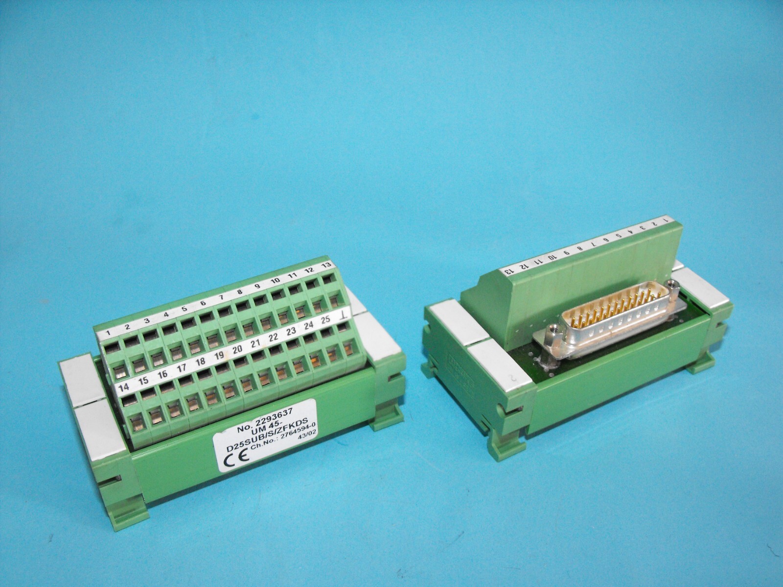 Phoenix Contact D25SUB/S/ZFKDS.D-Sub Interface Module 2293637.(LOT2PCS).USED