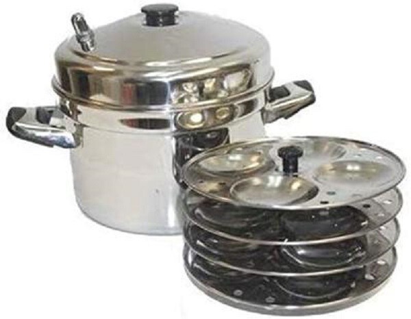 Tabakh IC-204 4-Rack Stainless Steel Idli Cooker with Strong Handles