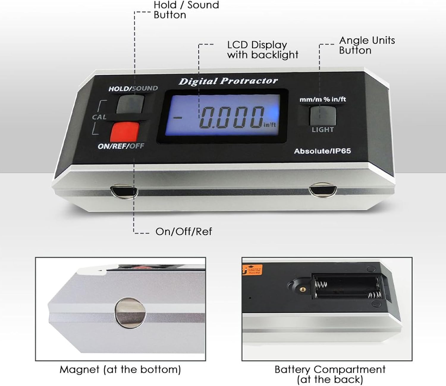 Digital Angle Finder Magnetic Protractor Inclinometer Angle Level Meter Tool Dig