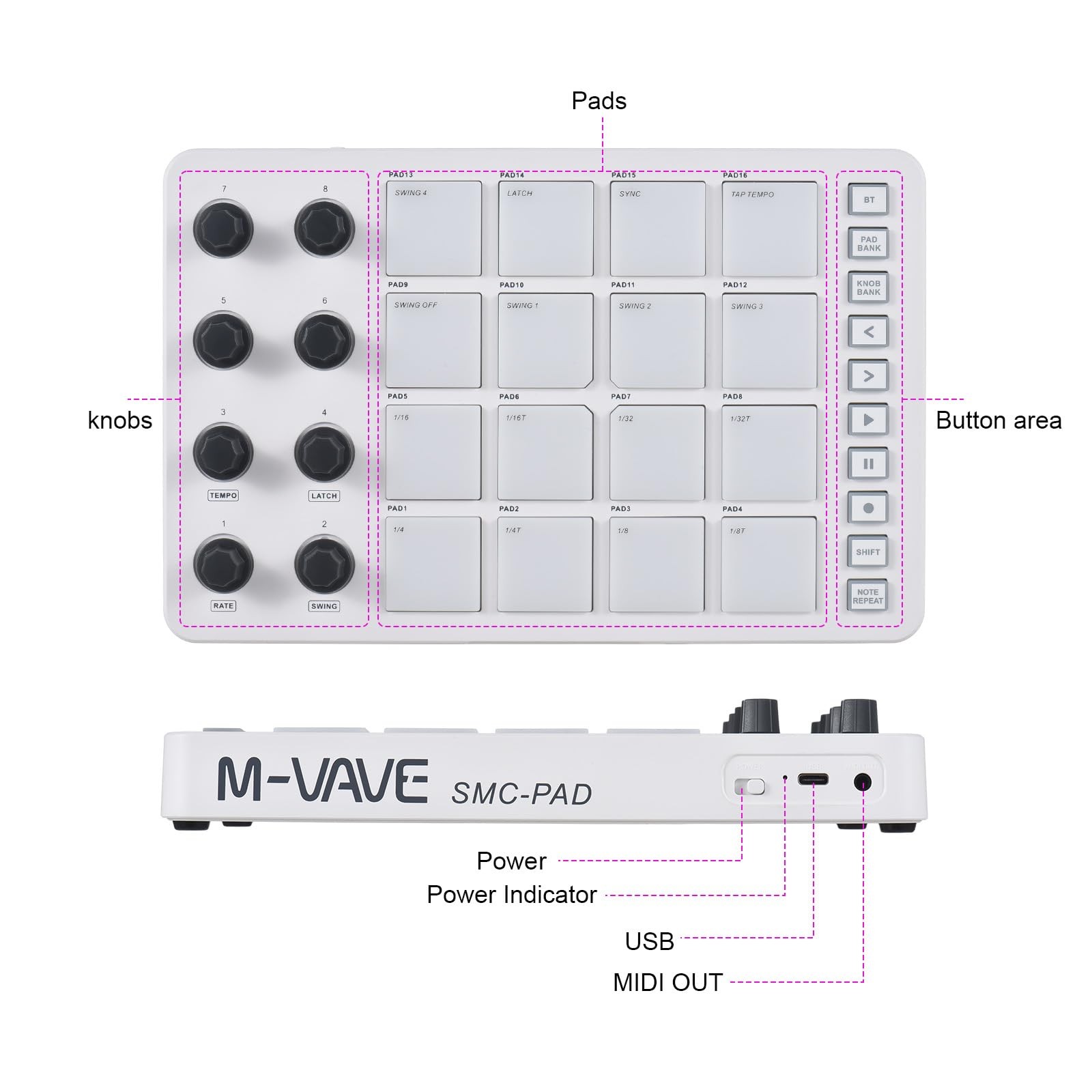 MIDI Controller Strike Pad Midi Drum Pad RGB Backlight MIDI Keyboard BT Connecti