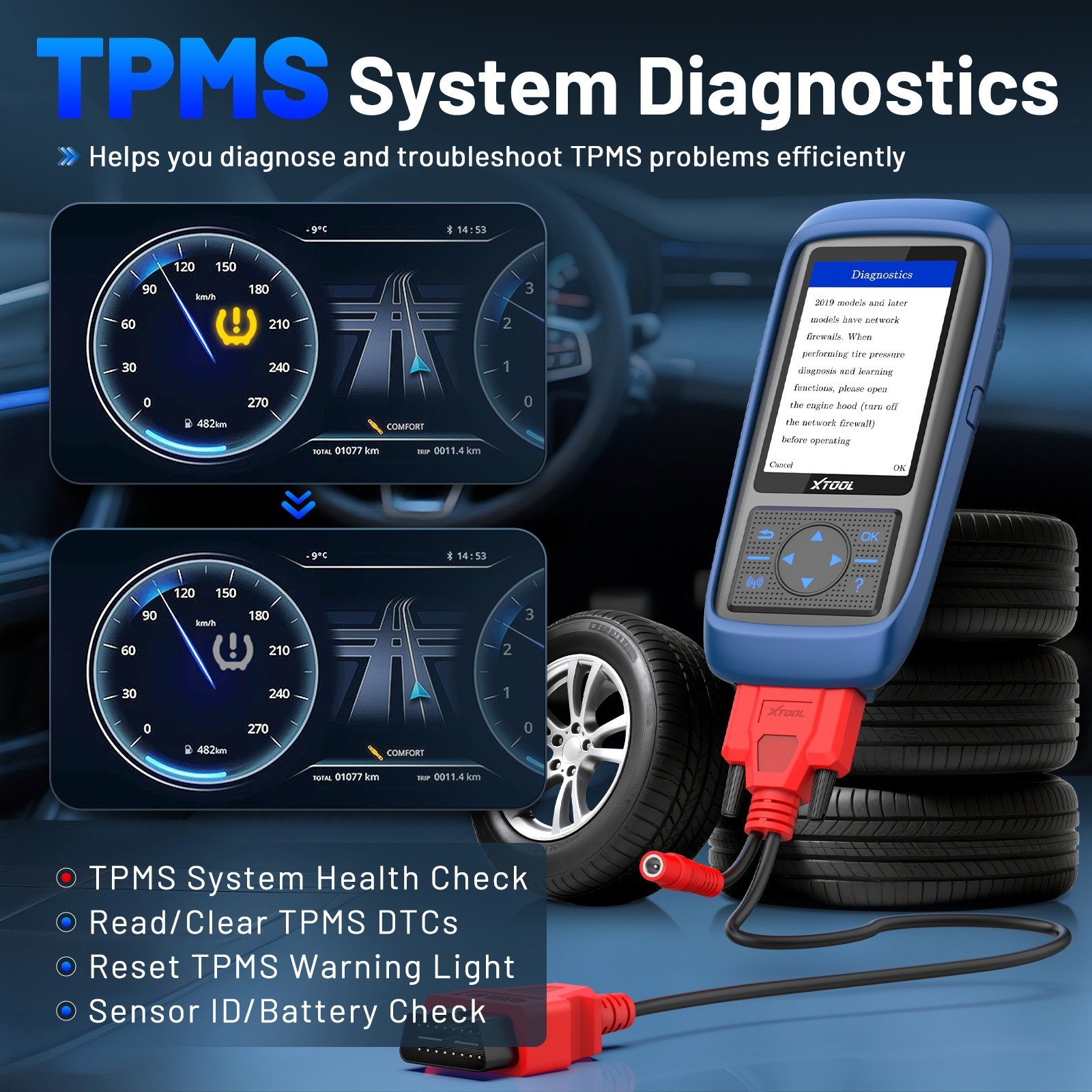 XTOOL TP150 TPMS Programming Tire Pressure Sensor Relearn Reset Activate Tool