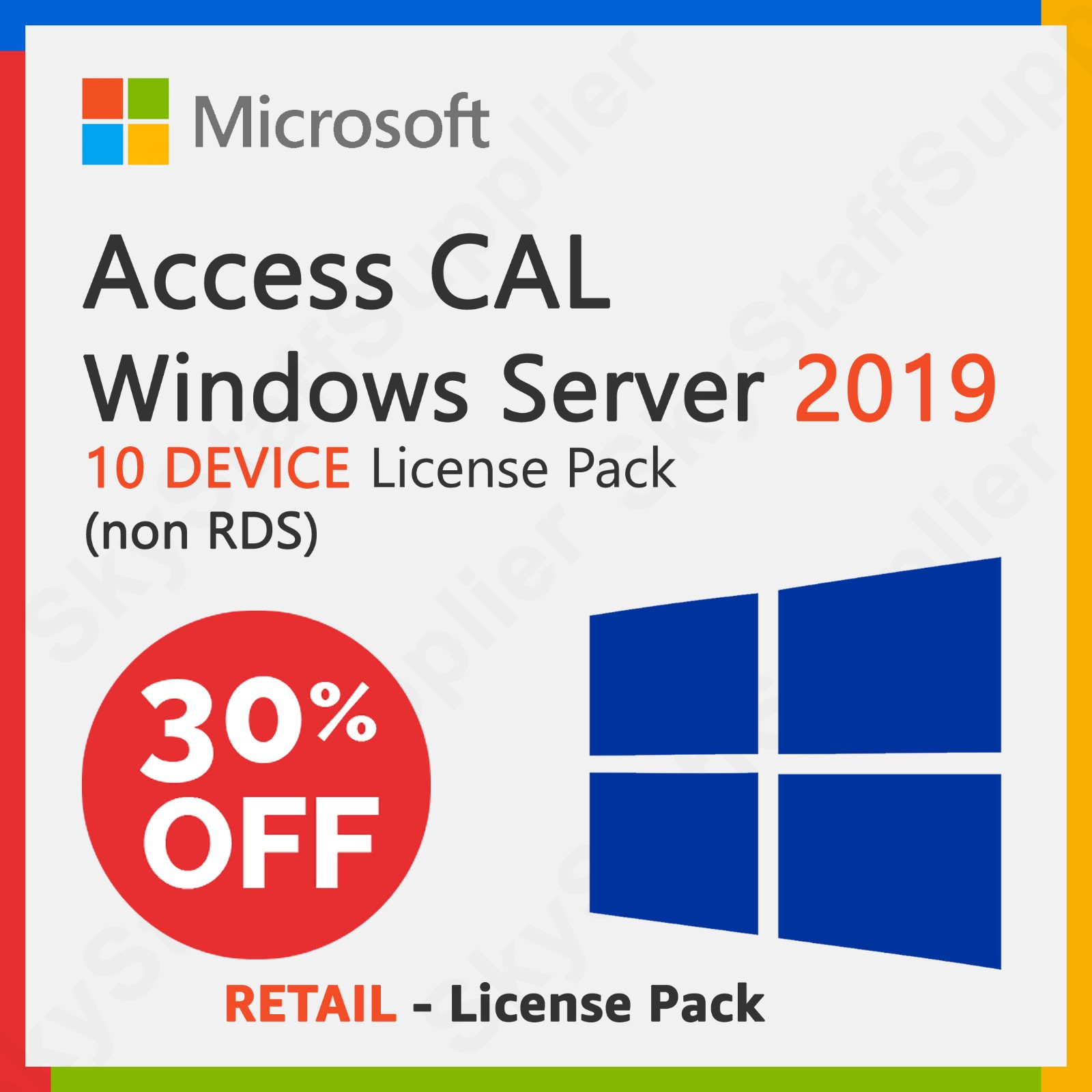 Microsoft Windows Server 2019 - 10 Device Client ACCESS Licenses (non-RDS), NEW