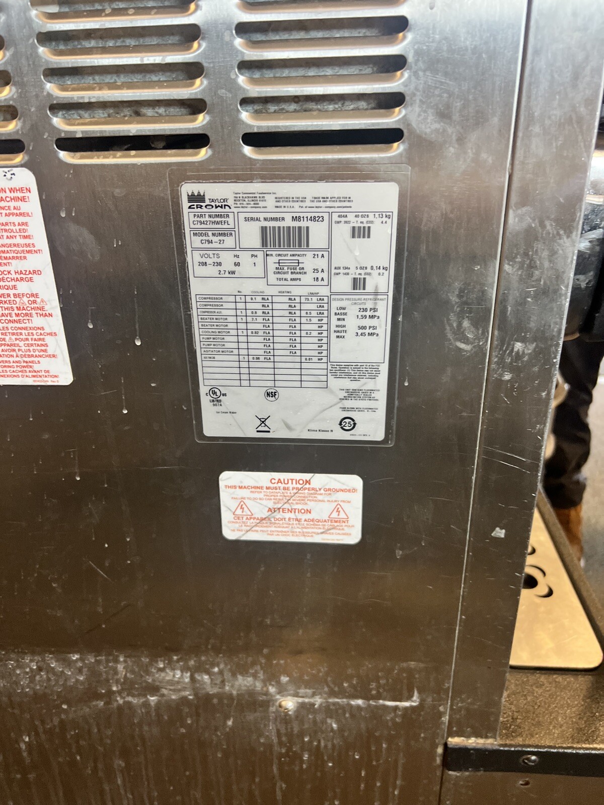 Taylor Model C794-27 Soft Serve Frozen Yogurt Machine M8 2018 Used