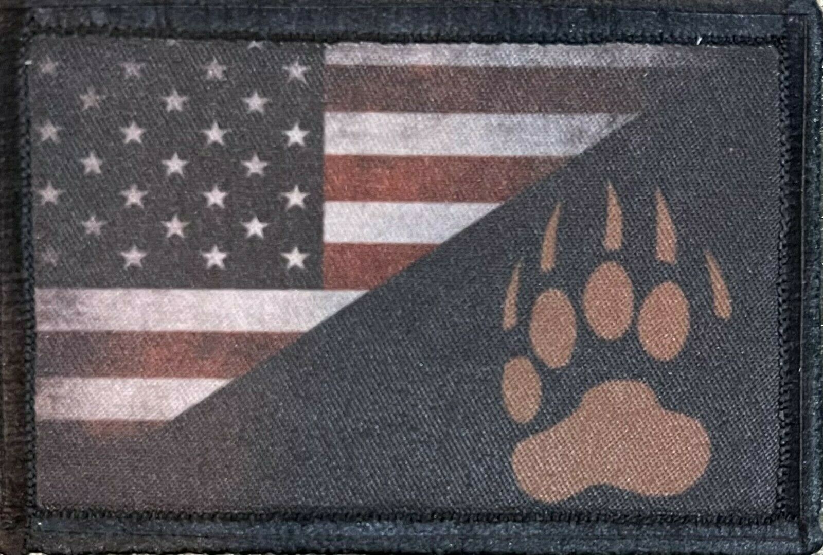 Subdued Tracker Paw USA Flag Morale Patch Tactical Military Army Badge Hook Flag