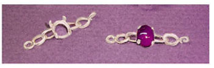 7x5mm Oval Cab Chain Sterling Silver Pre-Notched Bracelet Link Setting