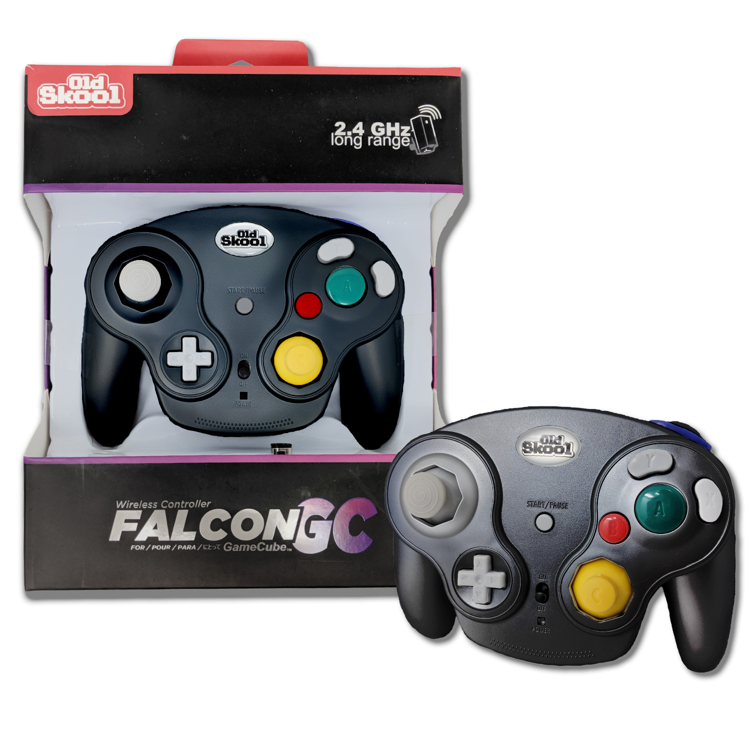 Old Skool Falcon Wireless GameCube Controller – Black (Brand New)