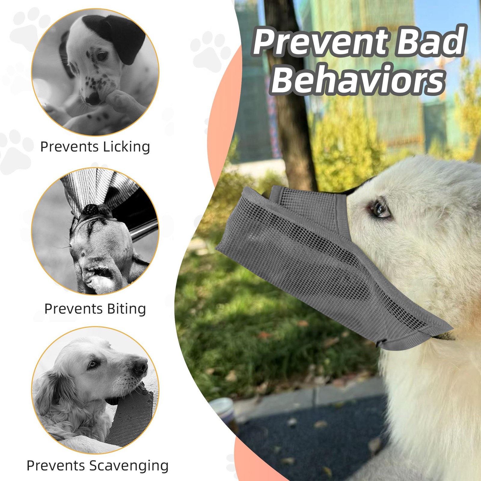 Soft Dog Muzzle for Small Medium Large Dogs Long Snout Breathable Air Mesh Dr...