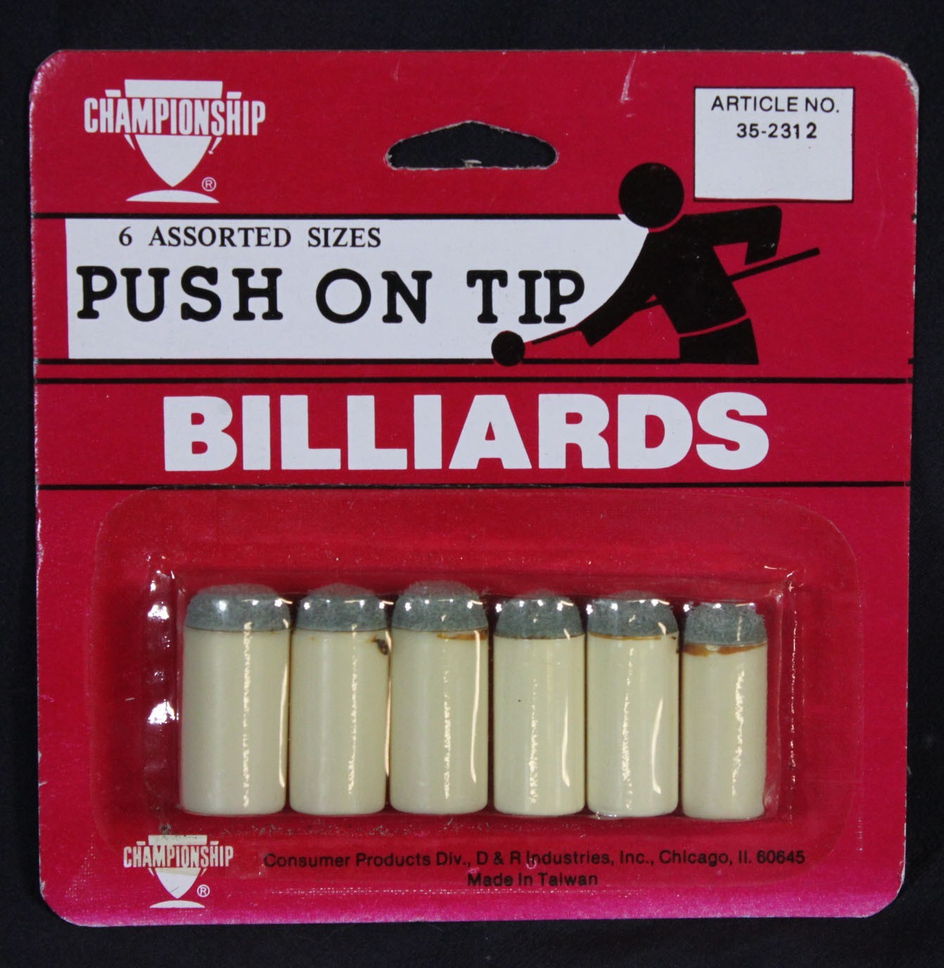 6 Vtg Championship Billiards Push on Tip Set Lot Pool Cue Caps Ends 1983 Dealer