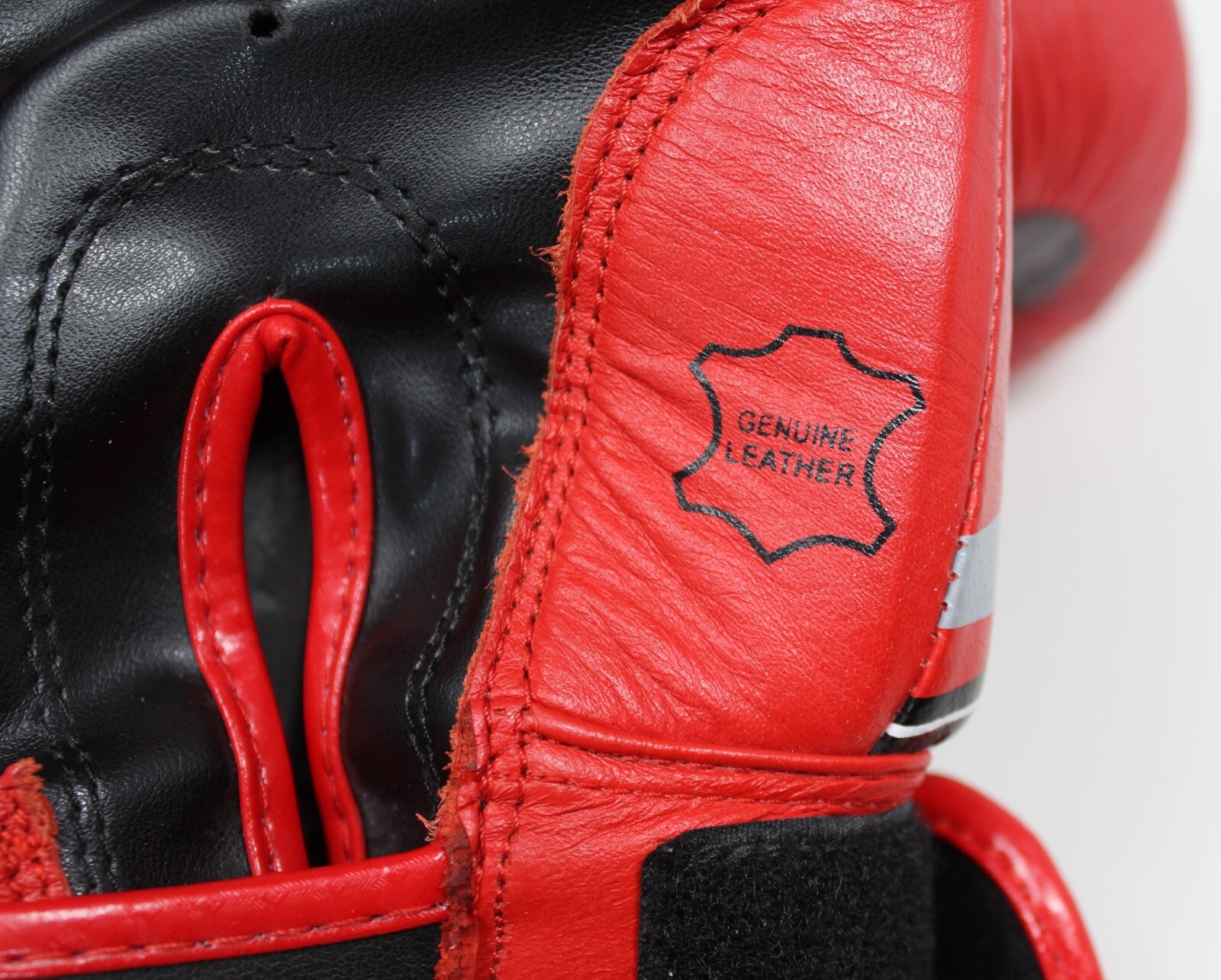 Boxing Inc Red & Black Leather Training Boxing Gloves Hook & Loop Wrap - 12oz