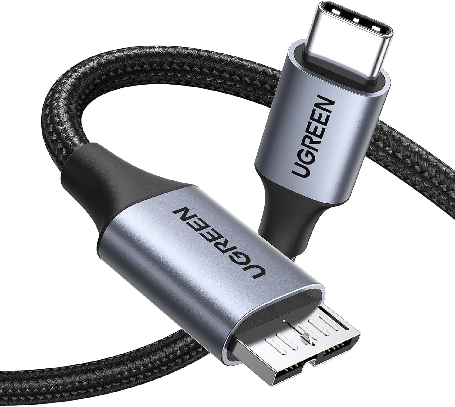 UGREEN 10 Gbps Micro B to USB C Hard Drive Cables, 1.5FT USB C to Micro B, Exter