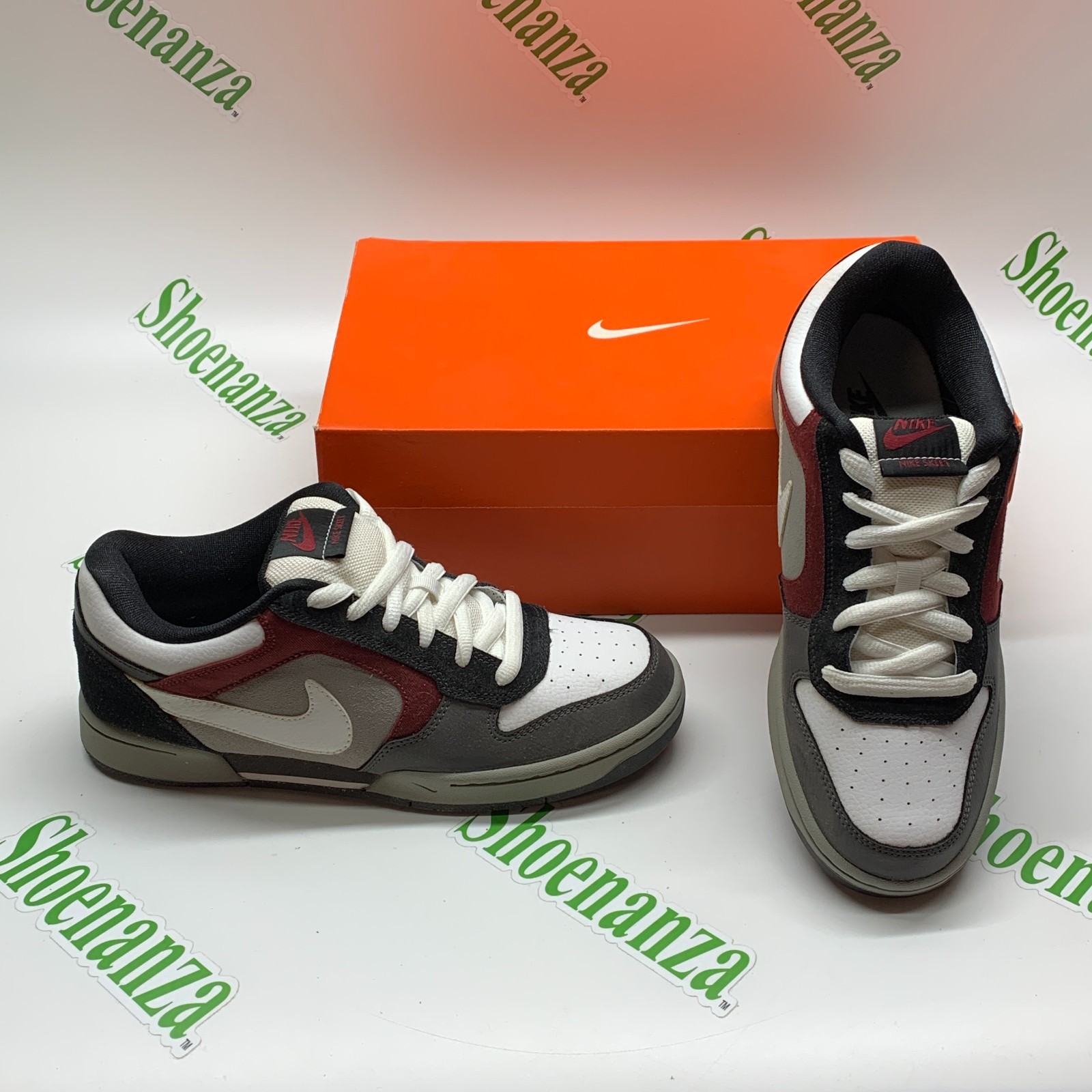 Nike Skeet 324957 012 Black White Team Red Skateboard Sneakers Shoes Mens 8