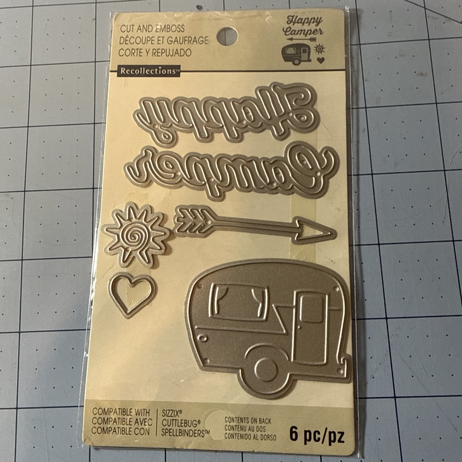 Recollections "Happy Camper" 6-Piece Cut and Emboss Die Set