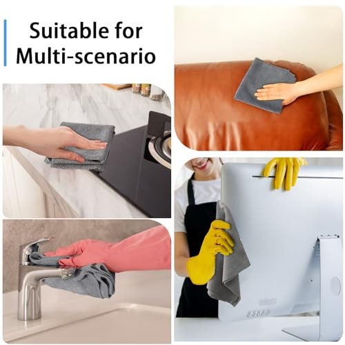 75 Pack Microfiber Cleaning Cloth Roll,Reusable Tear Away Microfiber Grey