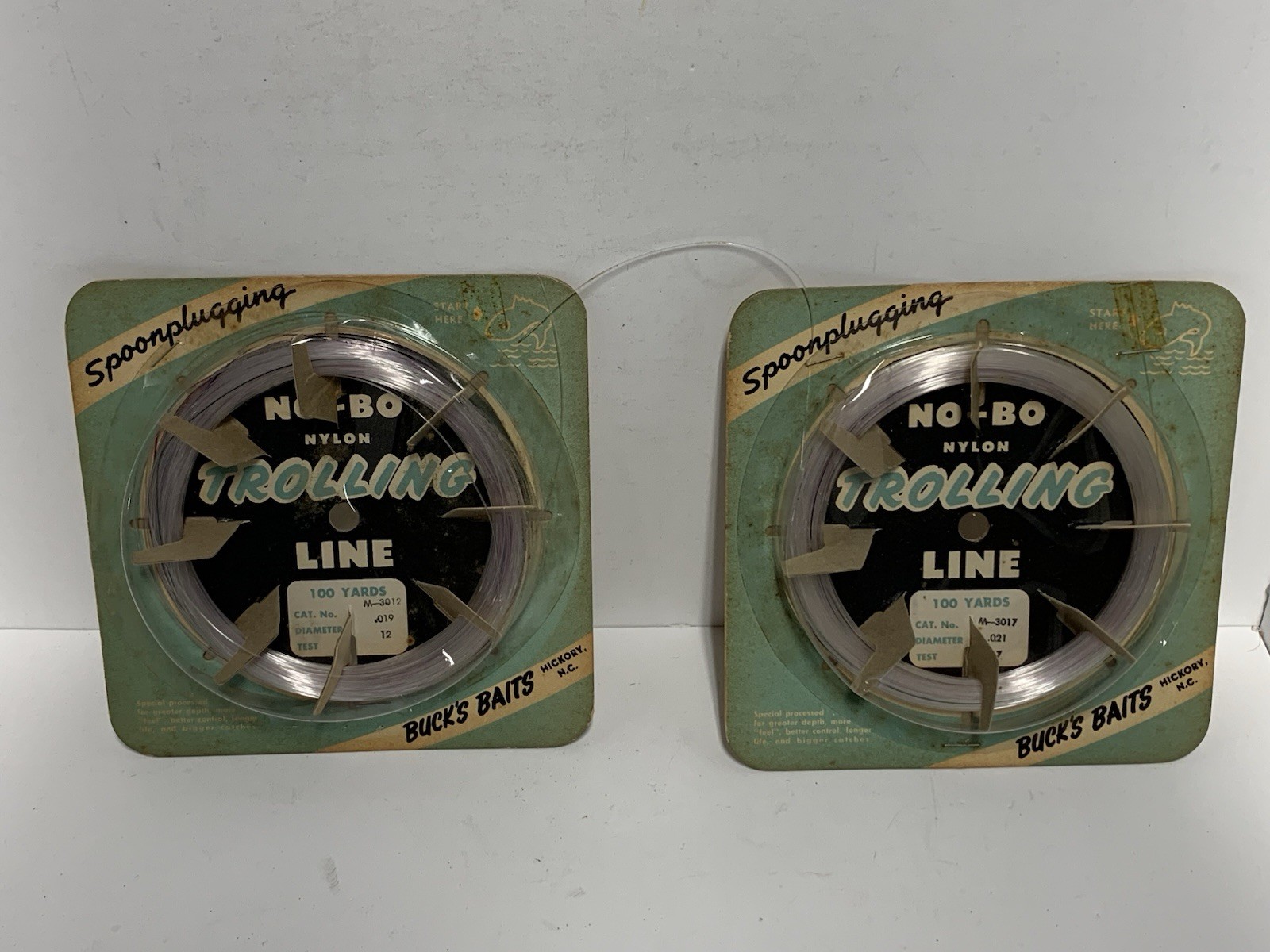 Vintage Buck’s Baits NO-BO Nylon Trolling Line, Spoonplugging, DuPont (Lot Of 2)