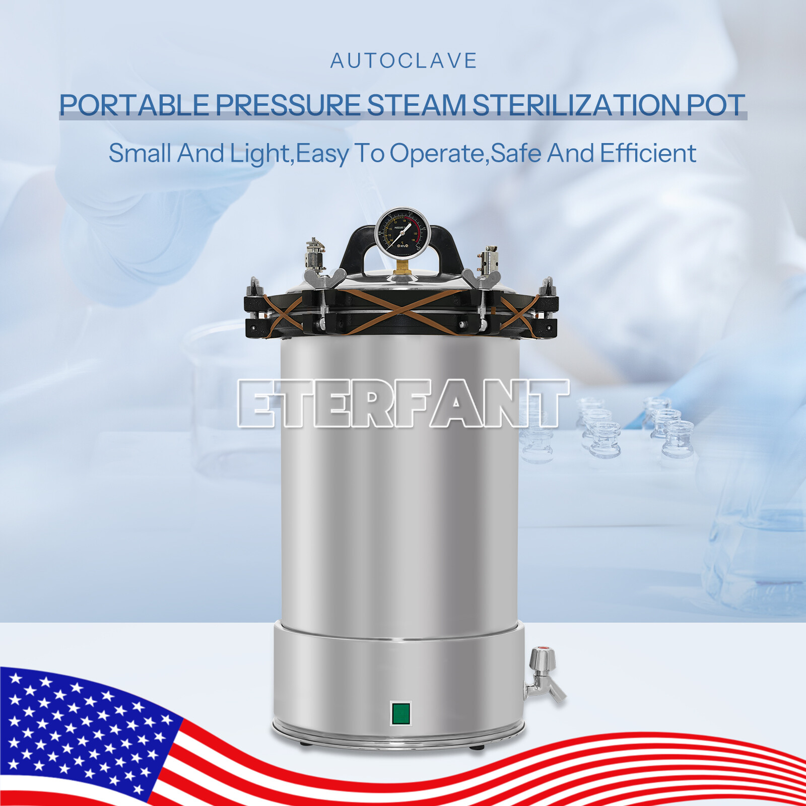 24L Portable Pressure Stainless Steel Steam Sterilizer Electric Heating YX-24LD